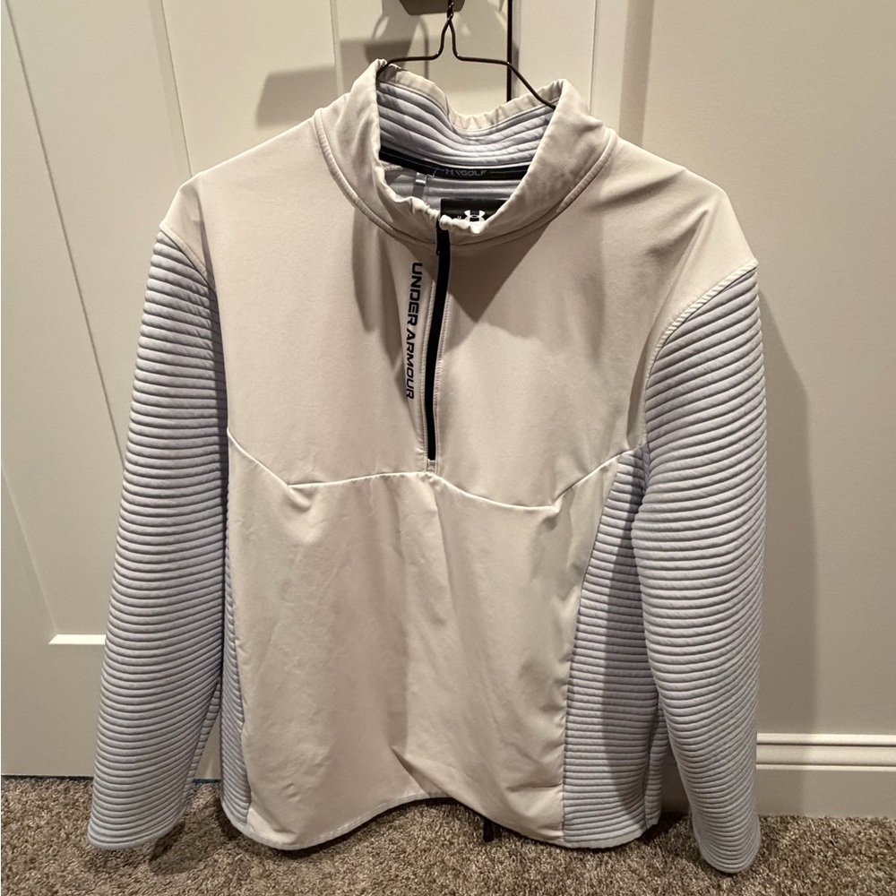 Under Armour White and Gray Golf Pullover